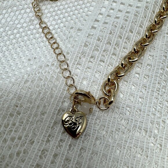 Betsey Johnson Sugar Skull Pendant Necklace Gold Tone Chain Pink Flower Accent - Picture 6 of 9